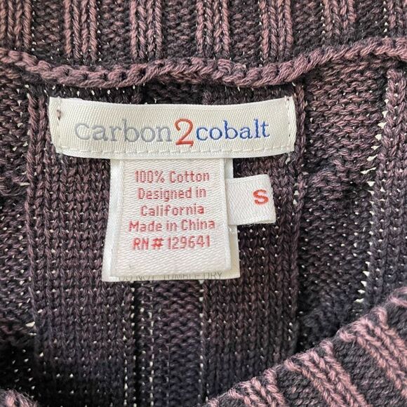 Carbon 2 Cobalt Cable Knit Vneck Sweater Mineral Wash Brown S - Picture 6 of 6